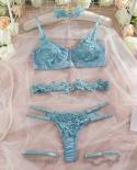 Ellolace Fancy Lingerie Applique Womens Underwear Beautiful Exotic Sets 4pieces Lace Intimate Set For Couple With Chain