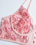 Pink Bra Lingerie Sets Pink Hearts Lingerie Set مجموعة الملابس الداخلية باللون الوردي مجموعات الملابس الداخلية الصدرية ومجموعات 