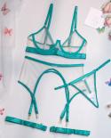 Yimunancy 3 Piece Transparent Underwear Set Women Fancy 8 Colors  Lingerie Set Garter Brief Kit