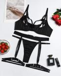 Underwear Set Women  Black  Black  Lingerie Bra Sets  3piece Bra Set Women  