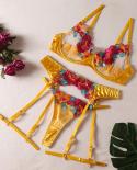 3piece Color Lace Bra Set Women 10 Embroidery Panty Underwear Ladies   Bra  Brief Sets  
