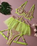 Yimunancy Contrast Color Ball Gown Lingerie Set Women Patchwork Lace E Set  Garter Brief Kit