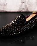 Luxury Brand Man Rivets Shoes Fashion Mens Punk Flats Loafers Handmade Spiked Man Party Wedding Shoes Soft Moccasins