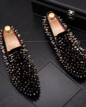 Luxury Brand Man Rivets Shoes Fashion Mens Punk Flats Loafers Handmade Spiked Man Party Wedding Shoes Soft Moccasins
