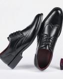 Wooden Heel Man Derby Shoe British Men Brogue Shoes Pointed Toe Mens Leather Business Shoes
