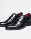 Wooden Heel Man Derby Shoe British Men Brogue Shoes Pointed Toe Mens Leather Business Shoes