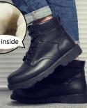 Genuine Leather Mens Combat Boots Steel Toe Winter Fur Tactical Men Tooling Shoes Big Size 45 46 Outdoor Boot  Mens Bo