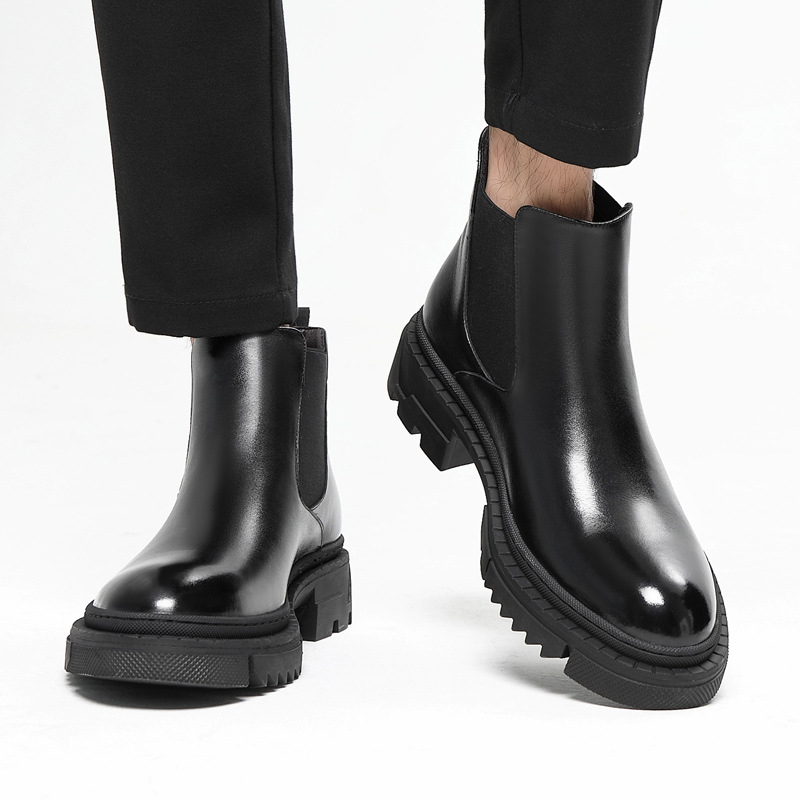 US 102.10 Chelsea Boot Mens Mens Boots Shoes Thick Sole Mens Motorcycle Boots British Man Description