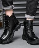 Zipper Men Motorcycle Boots British High Top Mens Matin Booties Thick Sole Solid Mens Casual Outdoor Shoesmotorcycle Bo