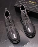 Patent Leather Mens Fashion Boots Grey Safety Men Military Tactical Boots Retro Mens Tennis Male Designer Shoes  Mens 