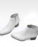 White High Heel Boot For Men Genuine Leather Mens Ankle Boots Pointed Toe Mens White Business Shoes Black Brown
