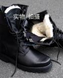 Steel Toe Men Boots Genuine Leather High Top Mens Motorcycle Boots Big Size Man Warm Wool Winter Outdoor Shoes  Mens Bo