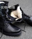 Steel Toe Men Boots Genuine Leather High Top Mens Motorcycle Boots Big Size Man Warm Wool Winter Outdoor Shoes  Mens Bo