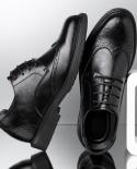 8cm 6cm Increased Mens Brogue Leather Shoes Heels Inner Increasing Mens Casual Business Shoes Wedding Oxford  Mens Dr