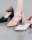 Women Low Heels Dress Shoes Cover Toe Ankle Strap Sandals Ol Office Lady Shoe Black Mary Janes Ladies Shoe Plus Size 344