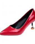 2022 New Fashion Spring Shallow Metal Stiletto Heels For Women Red Solid Color Pointed Toe Stiletto Office Women High He