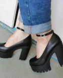 Women High Heeled Shoes  Chunky Heeled Ankle Strap Platform Pumps  Office Lady Comfy Elegant Dress Shoes