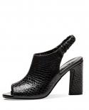 Alligator High Heels Sandals Women Peep Toe Shoes 2022 New Chunky Pu Leather Woman Shoes Fashion Slingback Female Ankle 