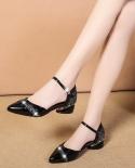 2022 Summer Shoes Women Sandals Patent Leather Pumps High Heels Bling Dress Shoes Pointed Toe Ankle Strap Sandalias Muje