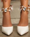 2022 New High Heel Pointed Toe Womens Shoes Fashionable  Rhinestone  Decorative Sandals High Heelshigh Heels
