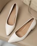 New High Heels Pointed Pumps Women Shoes Closed Shallow Office Square Heel Heels Ladie Dress Party Slipon Comfort Weddin