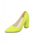Womens High Heels Pointy Toe Shoes Candy Colored Single Professional Chunky Platform Heels Plus Size 43
