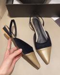 2022 New Fashion High Quality Womens Shoes Colorblock Baotou Square Heel Banquet Wedding Commuter High Heels Ladies San