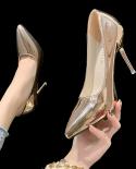 2022 הגעה חדשה נעלי זהב כסף מבריק לנשים עקבים גבוהים 10 סמ משאבות סטילטו מחודדים שמלת כלה מסיבת שמלת כלה פלוס מידה