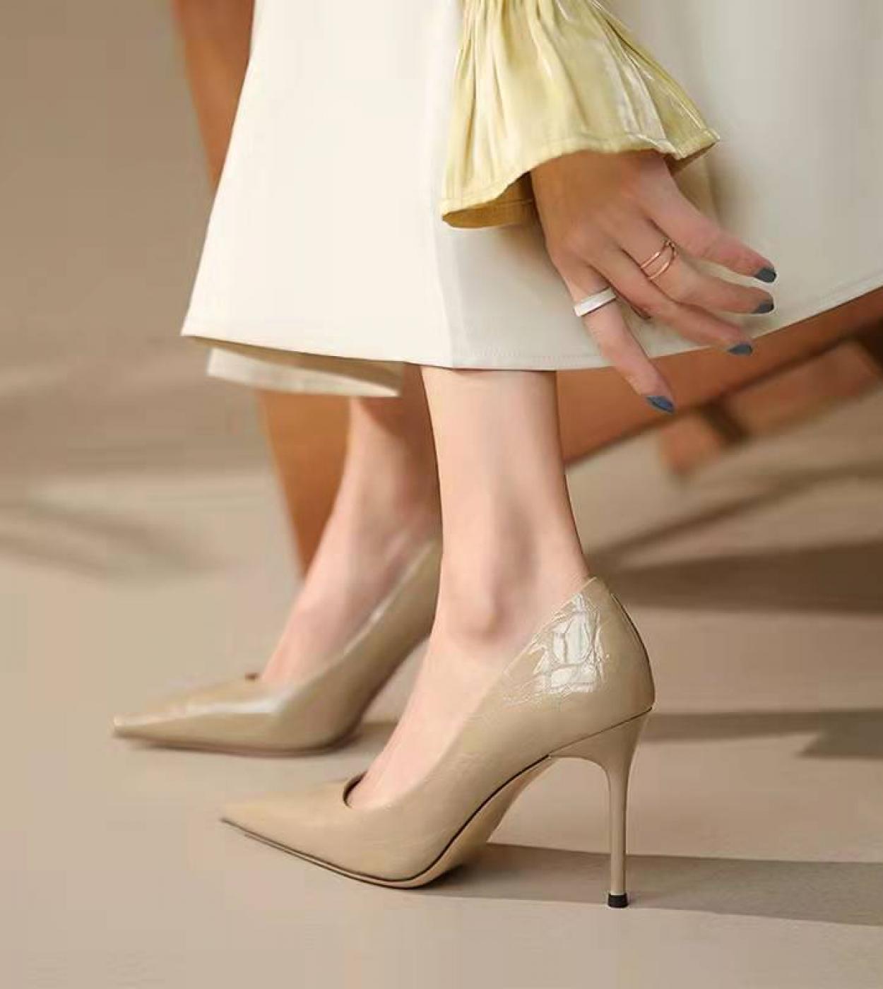 2022 קיץ חדש עם עקבים דקים רדודות נעלי יחיד טמפרמנט שמלת משרד קריירה נעלי עקב zapatos de mujer