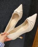 נעלי אצבע מחודדת אלגנטית אישה קשר פרפר דק נעלי עקב משאבות 2022 אביב הכי חדש חתונה רוקדת נשים נעלי נשים