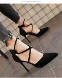 New Four Seasons Womens Suede High Heels Pumps Pointed Stiletto Fashion  Black Wedding Dress Shoes Nude Bridal Shoes
