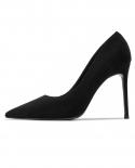 High Heels Women Suede Stiletto Pump Single Shoes Professional Ol Work Shoes Black Pointed Toe  Party Black Wedding Shoe
