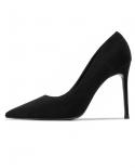 High Heels Women Suede Stiletto Pump Single Shoes Professional Ol Work Shoes Black Pointed Toe  Party Black Wedding Shoe