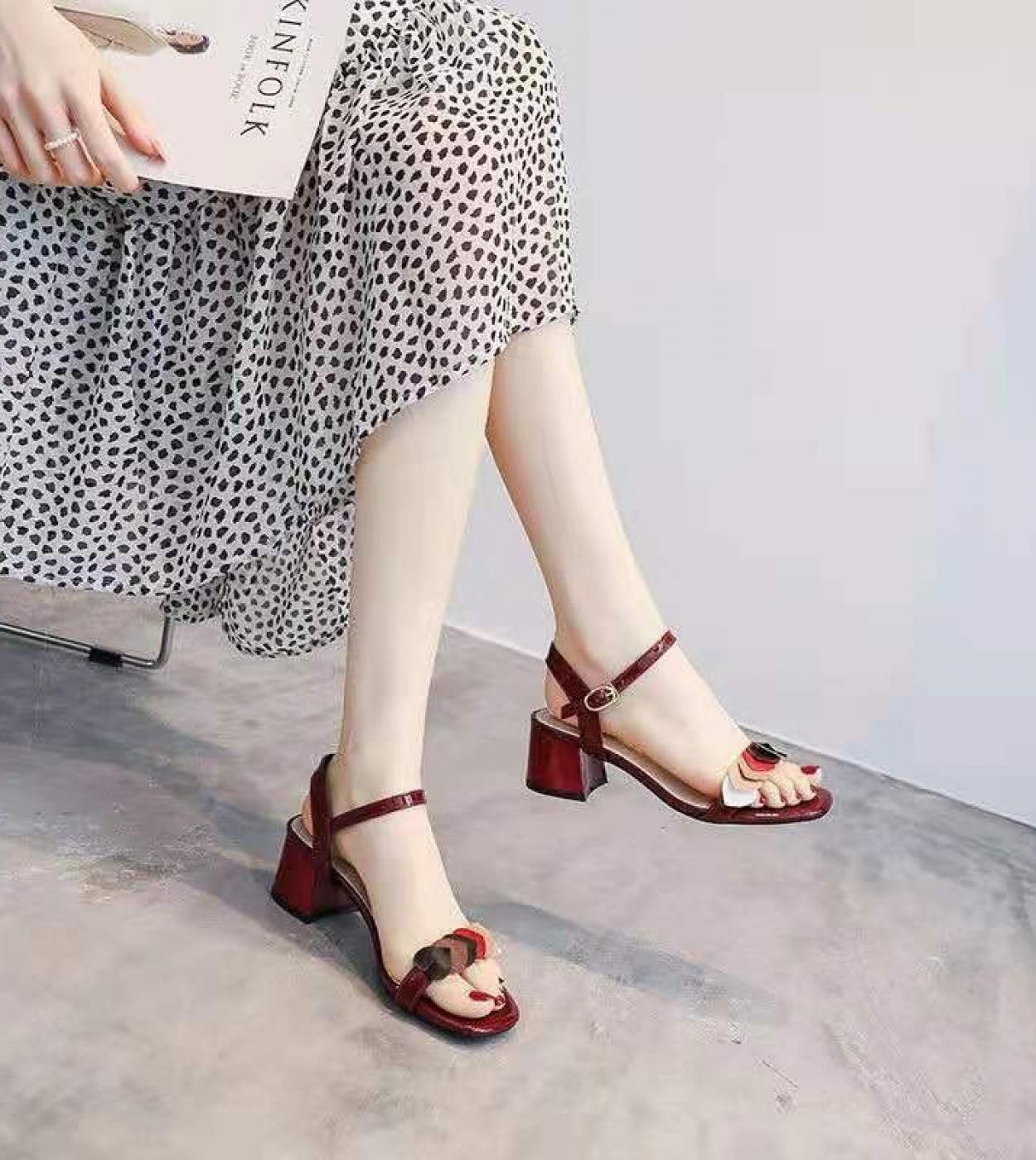 Sandalias de verano para mujer zapatos de tac n alto cuadrados