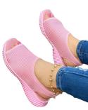 Summer Women Shoes 2023 Mesh Fish Platform Shoes Womens Closed Toe Wedge Sandals Ladies Light Casual Sandals Zapatillas