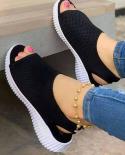Summer Women Shoes 2023 Mesh Fish Platform Shoes Womens Closed Toe Wedge Sandals Ladies Light Casual Sandals Zapatillas