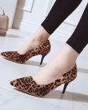 High Heels Leopard Shoes Women Pumps Office Stiletto Faux Suede Wedding Party  Slip On Sandals Femme  Pumpsmiddle Heels