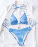 2023 cravate teinture Bikini femmes deux pièces maillot de bain Triangle coupe à lacets dos nu maillot de bain taille haute été 