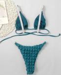 Maillot de bain 2023 nouvelles femmes couleur unie deux pièces Bikini Seersucker col en V maillot de bain Biquine Brasileiro mai