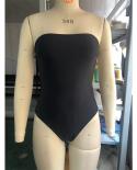  Backless Bikini Women 2023 Black Strapless One Piece Swimwear Metal Ornament Bandage Monokini Summer Bandage Beachwear