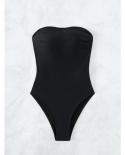 Dos nu Bikini femmes 2023 noir sans bretelles une pièce maillots de bain métal ornement pansement Monokini été pansement vêtemen