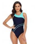 Solid Color Splicing Bodysuit 2023 Women One Piece Bikini Professional Racing Swimsuit Bathing Suit Backless Beachwear W