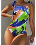 בגדי ים נשים 2023 ציור צבעוני חתיכה אחת בגד ים שרוכים ביקיני מונוקיני קיץ בגד ים כתפיות דק jnd23