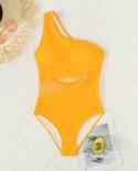 Yellow Bikini One Piece Swimsuit 2023 Women  One Shoulder Bodysuit Slim Beach Swimwear Halter Backless Bathing Suit Qj30