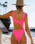 Colorblock Bikinis Women 2022  Hollow Out One Piece Swimsuit Monokini Vneck Backless Bikini Summer Bathing Suit Beachwea