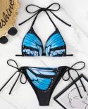  Butterfly Bikini 2023 Triangular Cup Lace Up 2 Piece Swimsuit V Neck Tankini Women Thong Bathing Suit Backless Zmss050