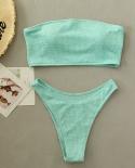  Strapless Bikini Solid Color 2 Piece Swimwear Women 2023 Summer High Waist Beach Monokini Swimsuit Special Fabric Ysm23