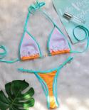  Micro Bikini Metal Accessories Pearl 2 Piece Swimwear Women Contrast Color Suspender Thong Brazilian Swimsuit Tankini B