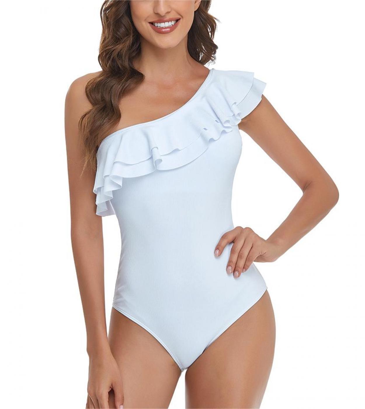 One shoulder ruffle outlet bathing suit