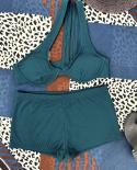 Summer Bikini Women 2023 High Waist 2 Piece Swimsuit Single Shoulder Suspender Hollow Out Bathing Suit Beachwear Tankini